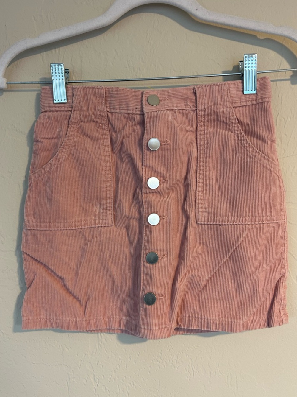Children's Place Pink corduroy skirt pockets & snap closure Girls Size 6 (1636)